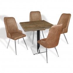 Karanfil Werzalit Kare - Çırağan Masa Takımı (80X80) - (Canyon  Palace Oak - Kahve)