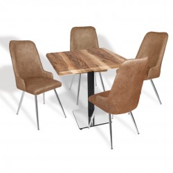 Karanfil Werzalit Kare - Çırağan Masa Takımı (80X80) - (İndiana Wood - Kahve)