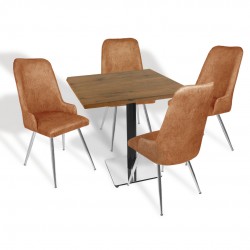 Karanfil Werzalit Kare - Çırağan Masa Takımı (80X80) - (Novagento - Kiremit)