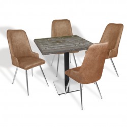 Karanfil Werzalit Kare - Çırağan Masa Takımı (80X80) - (Old Pine - Kahve)