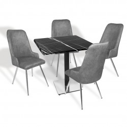 Karanfil Werzalit Kare - Çırağan Masa Takımı (80X80) - (Palazzo - Füme)