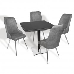 Karanfil Werzalit Kare - Çırağan Masa Takımı (80X80) - (Siyah - Füme)