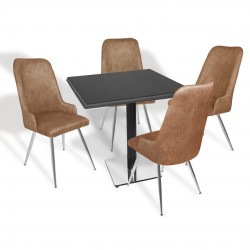 Karanfil Werzalit Kare - Çırağan Masa Takımı (80X80) - (Siyah - Kahve)