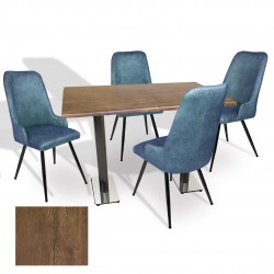 Karanfil Werzalit - Çırağan Masa Takımı (70x120) - (Rustic Dark - Mavi)