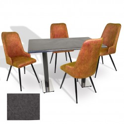 Karanfil Werzalit - Çırağan Masa Takımı (70x120) - (Grey Marble - Kiremit) Karanfil Werzalit - Çırağan Masa Takımı (70x120) - (Grey Marble - Kiremit)