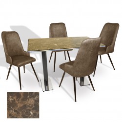 Karanfil Werzalit - Çırağan Masa Takımı (70x120) - (Karacabey Mermer - Kahve)