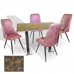 Karanfil Werzalit - Çırağan Masa Takımı (70x120) - (Karacabey Mermer - Pembe)