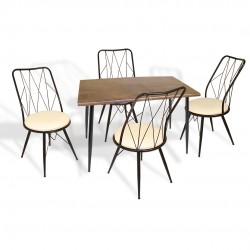 Manolya Werzalit-Royal Mutfak Masa Takımı 70x120 - Antik Dark Krem