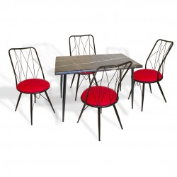 Manolya Werzalit-Royal Mutfak Masa Takımı 70x120 - Royal Mermer Kırmızı