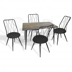 Manolya Werzalit-Royal Mutfak Masa Takımı 70x120 - Royal Mermer Siyah