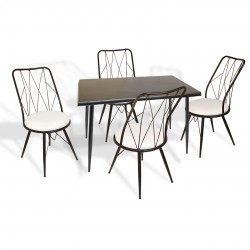 Manolya Werzalit-Royal Mutfak Masa Takımı 70x120 - Siyah Beyaz