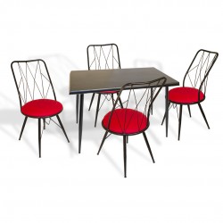 Manolya Werzalit-Royal Mutfak Masa Takımı 70x120 - Siyah Kırmızı