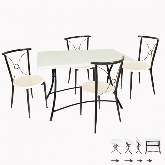 Modern Katlanır Werzalit - Tiffany Mutfak Masa Takımı - Beyaz