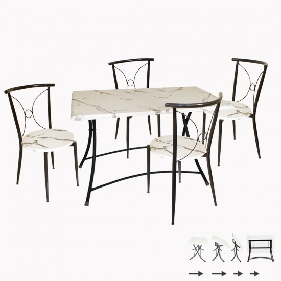 Modern Katlanır Werzalit - Tiffany Mutfak Masa Takımı - Bıanco Carrara