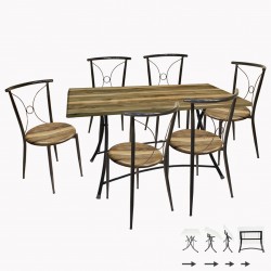 Modern Katlanır Werzalit-Tiffany Mutfak Masa Takımı 6 Kişilik - İndiana Wood