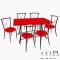 Modern Katlanır Werzalit-Tiffany Mutfak Masa Takımı 6 Kişilik - Kırmızı