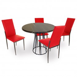 Palermo Werzalit - Gözde Mutfak Masa Takımı Q80 - Kırmızı Siyah