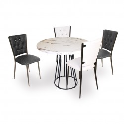 Palermo Werzalit - Kapitoneli  Mutfak Masa Takımı Q80 - Siyah Beyaz Palermo Werzalit - Kapitoneli  Mutfak Masa Takımı Q80 - Siyah Beyaz