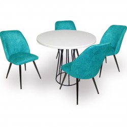 Palermo Werzalit - Nilüfer Mutfak Masa Takımı Q80 - Beyaz Turkuaz