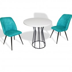 Palermo Werzalit - Nilüfer 2 li Masa Takımı Q80 - Beyaz Turkuaz
