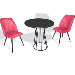 Palermo Werzalit - Nilüfer 2 li Masa Takımı Q80 - Siyah Pembe