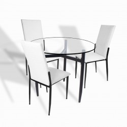 Venedik Cam - Gözde ESB Midi Masa Takımı -Beyaz Deri