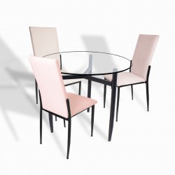 Venedik Cam - Gözde ESB Midi Masa Takımı -Krem Deri