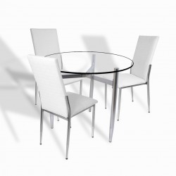 Venedik Cam - Gözde Midi Masa Takımı -Beyaz Deri