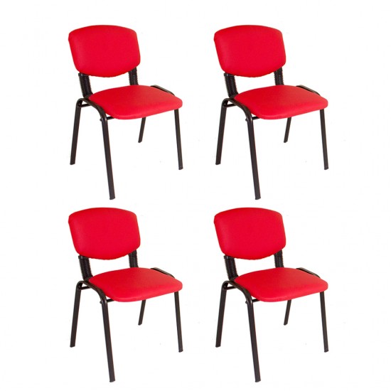 Form Ofis ve Toplantı Sandalyesi (4 Adet) - Kırmızı