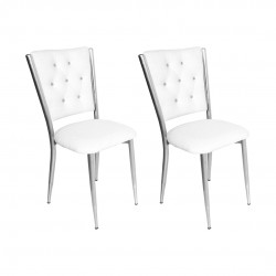 Kapitoneli Sandalye (Deri) (2 Adet) - Beyaz Kapitoneli Sandalye (Deri) (2 Adet) - Beyaz