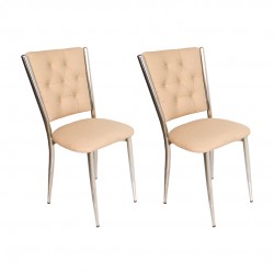 Kapitoneli Sandalye (Deri) (2 Adet) - Kapiçino