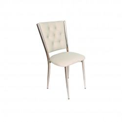 Kapitoneli Sandalye (Deri) - Krem