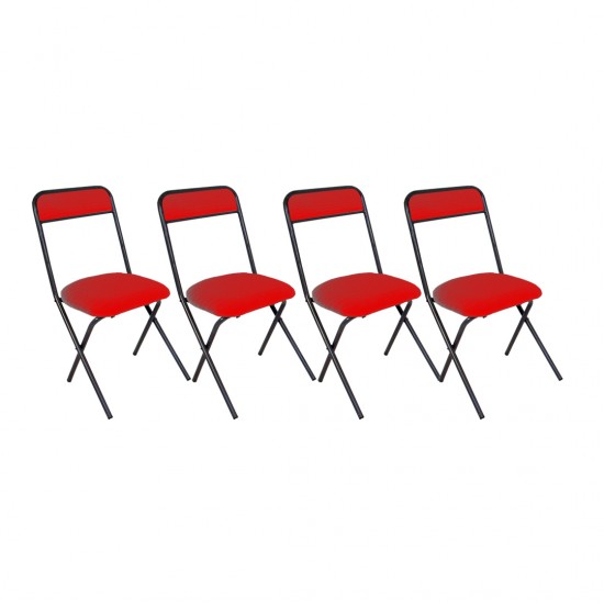 Katlanır Sandalye Klasik - Kırmızı (4 Adet Fiyatıdır)