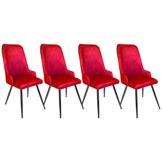 Çırağan Sandalye (ESB Siyah Ayak) 4 Adet - Bordo