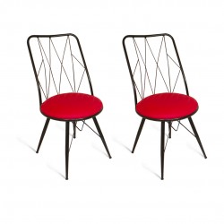 Royal Tel Sandalye (Elektrostatik Boya) 2 Adet - Kırmızı