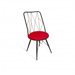 Royal Tel Sandalye (Elektrostatik Boya) - Kırmızı