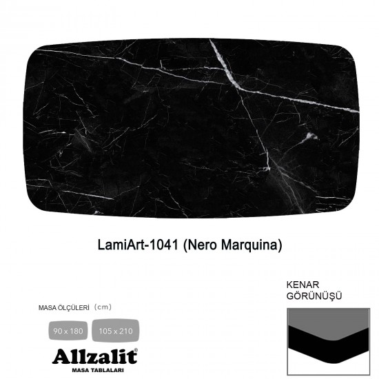 LamiArt Masa Tablası 90X180 - DCLAMART-1041 - (Nero Marquina)